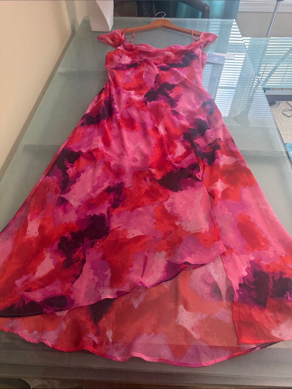 IN SAN Francisco Watercolor Slip Dress Size XL Romantic Wedding Guest Dress - Picture 1 of 7